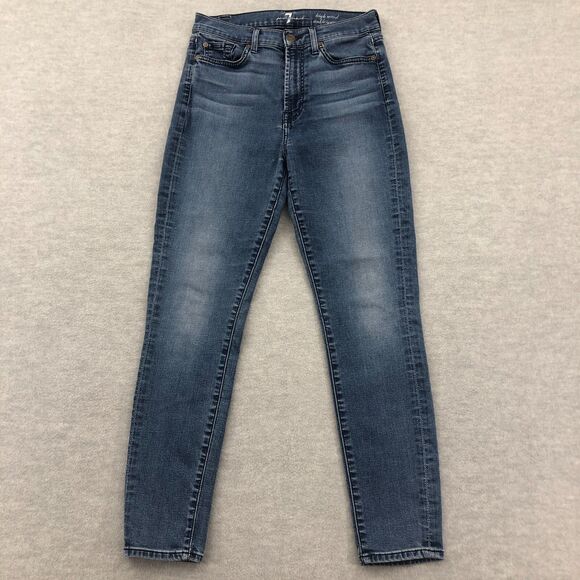 7 For All Mankind Jeans Size 28  High Waist Ankle Gwenevere Stretch Blue Denim - Picture 1 of 16